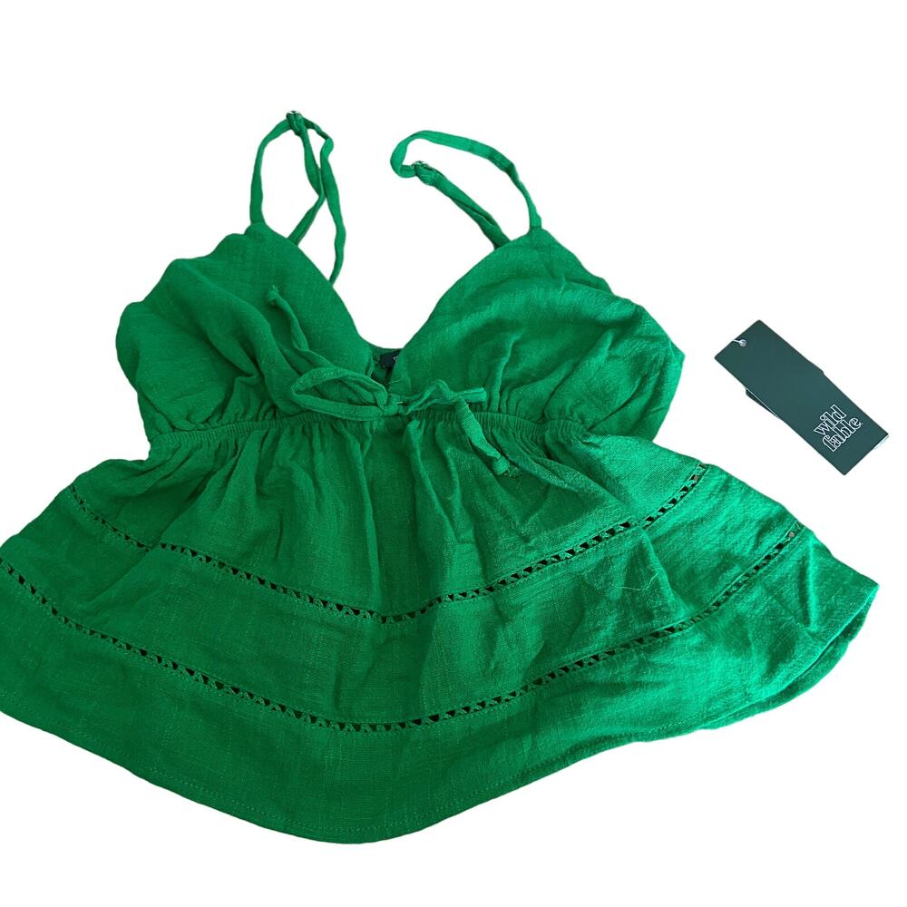 Wild Fable Women's Green Tie-Front Eyelet Tank Top - Size XXS - NWT